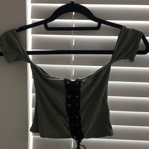 Army green crop top